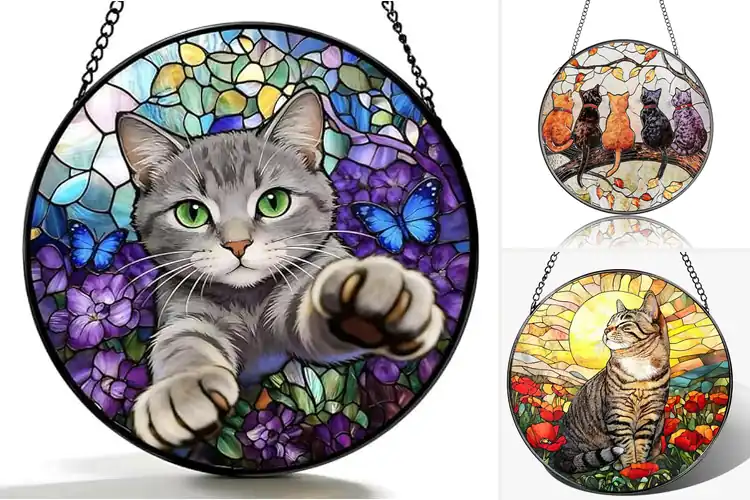 Detailed view of Best Cat Lover Gift Glass Suncatcher