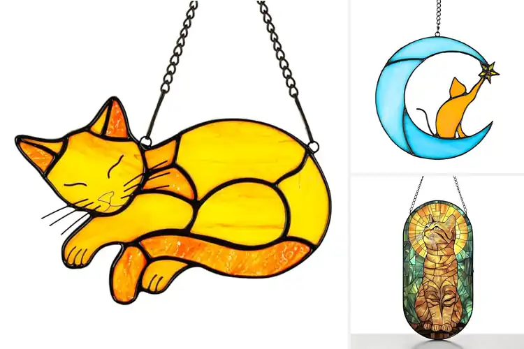 Detailed view of Best Orange Cat Stained Glass