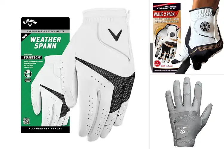 Detailed view of Best Reinforced Leather Palm Golf Gloves