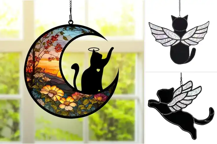 Detailed view of Best Stained Glass Cat Memorial
