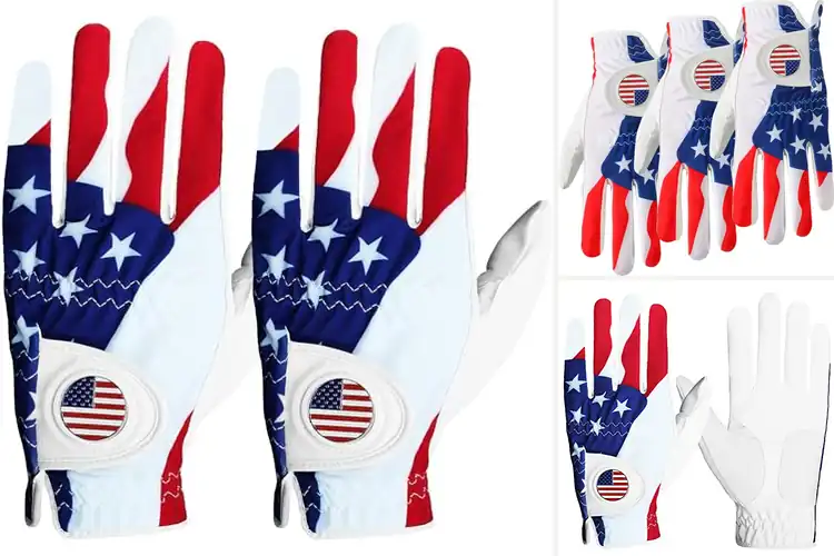 Detailed view of Best USA Flag Golf Gloves